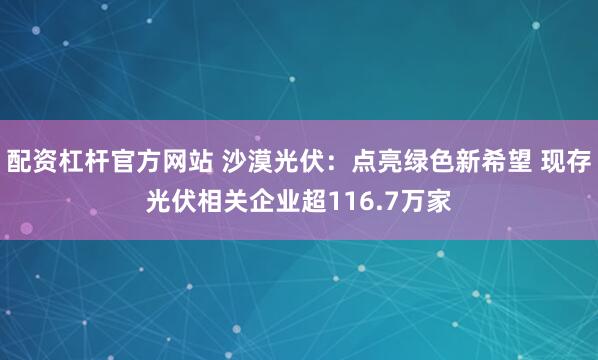 配资杠杆官方网站 沙漠光伏：点亮绿色新希望 现存光伏相关企业超116.7万家