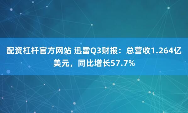 配资杠杆官方网站 迅雷Q3财报：总营收1.264亿美元，同比增长57.7%